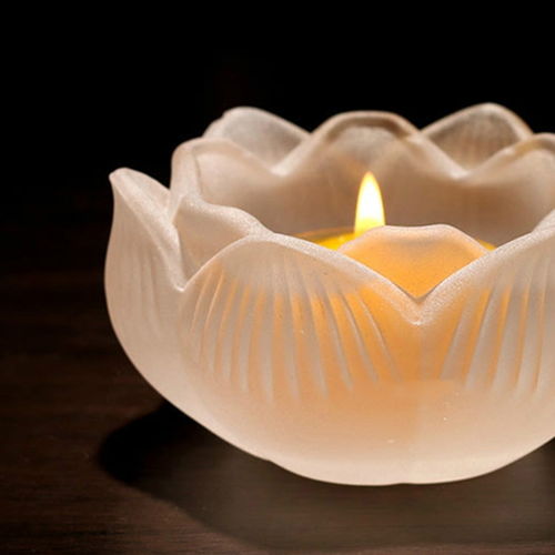 供佛仿琉璃酥油燈座蓮花燭臺佛前供燈七彩燭燈佛教用品蠟燭酥油燈